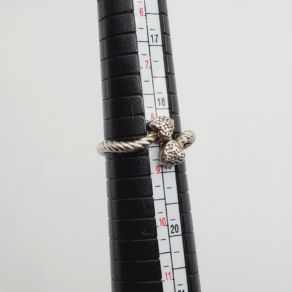 Genuine Diamond Accent 925 Sterling Silver Open Double Heart Rope Ring - Picture 5 of 6